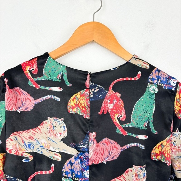Zara Bold Colorful Tiger Print Mini Dress Sz M - Picture 5 of 10